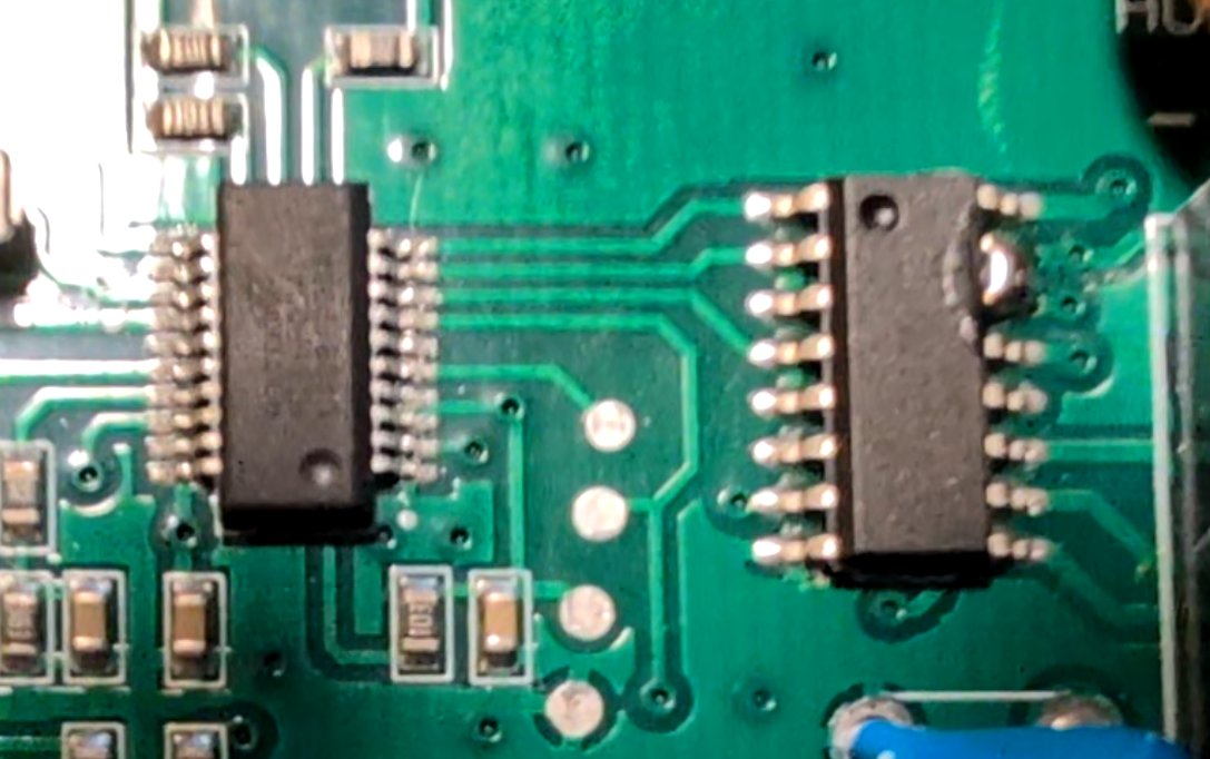 The Holtek-branded microcontroller responsible for the security and alarm system.