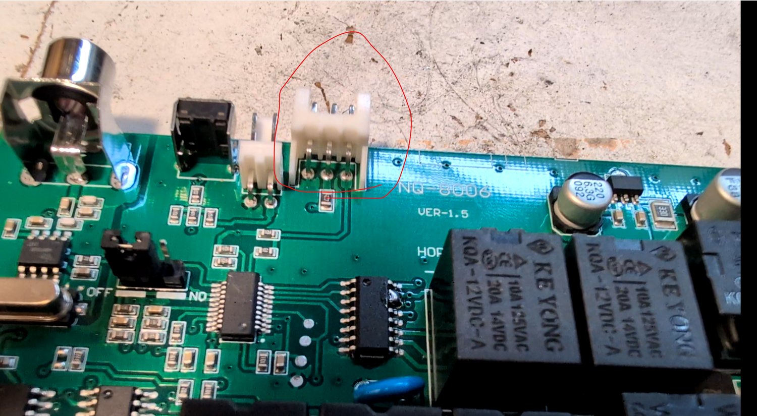The shock sensor port on the board.
