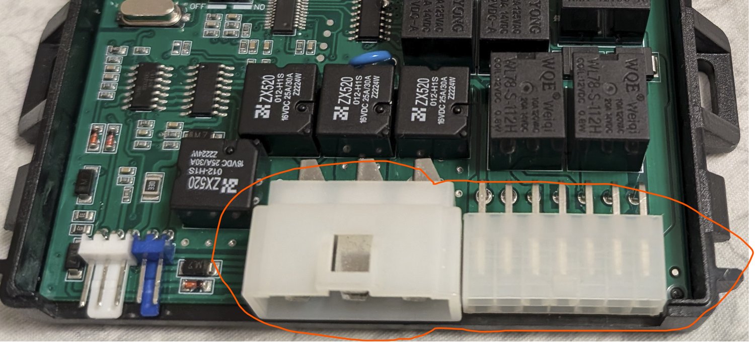 Physical connectors corresponding to the remote-start wiring diagram.