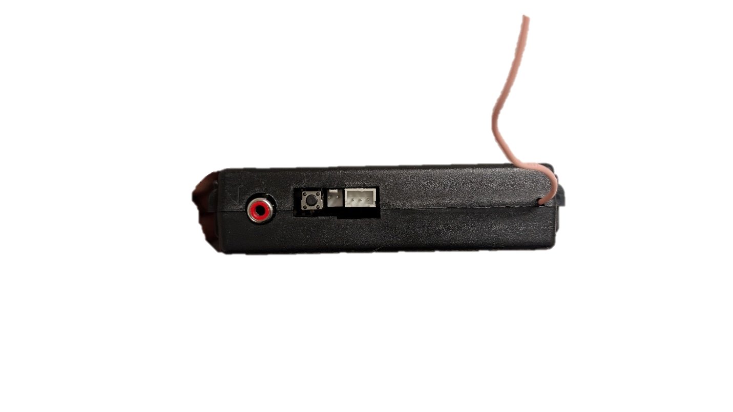 The closed-up enclosure with the code injection wire accessible externally.