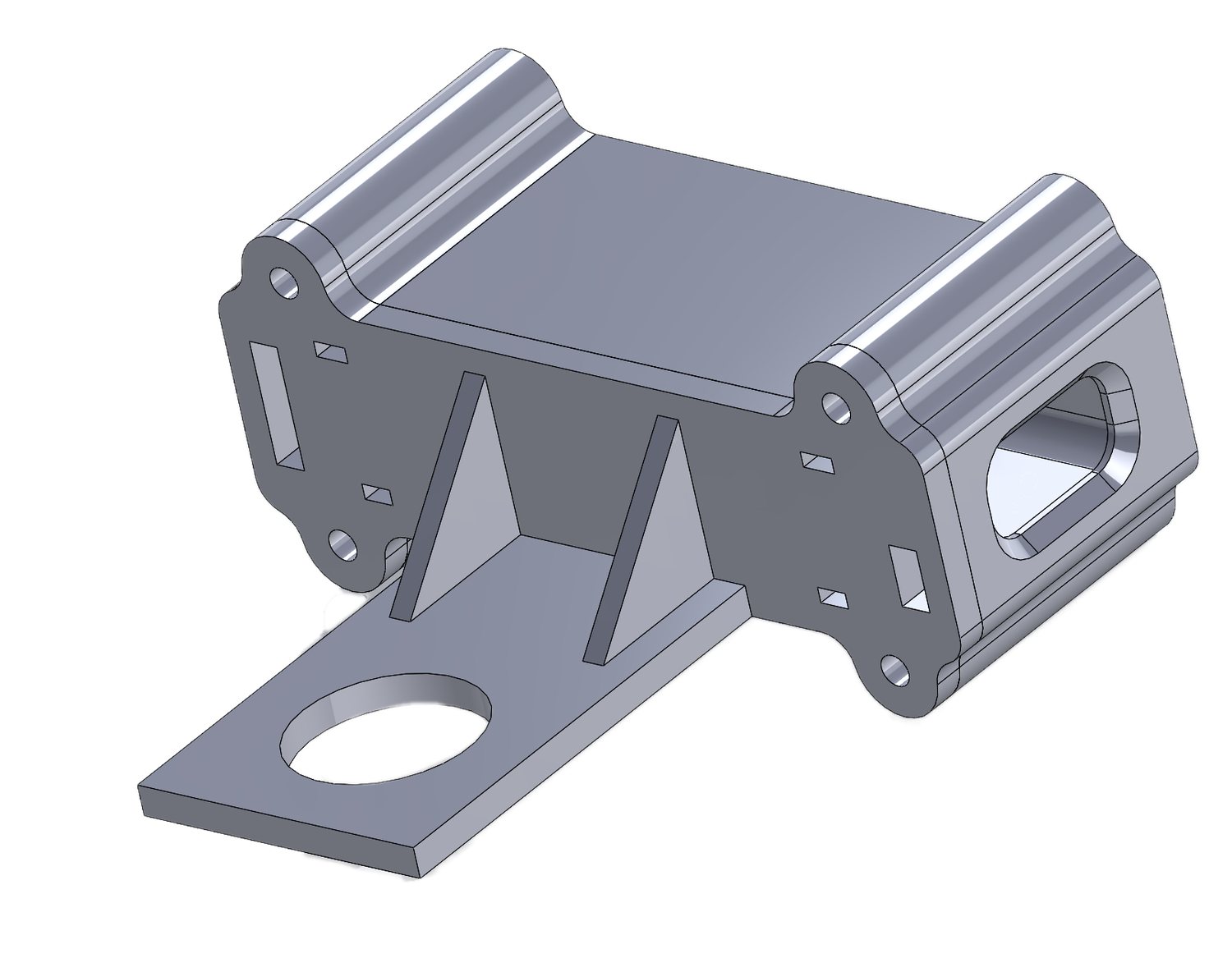 SolidWorks CAD render of the linear potentiometer housing attempt.