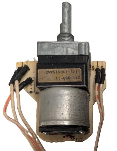 The salvaged motorized rotary potentiometer, top view.