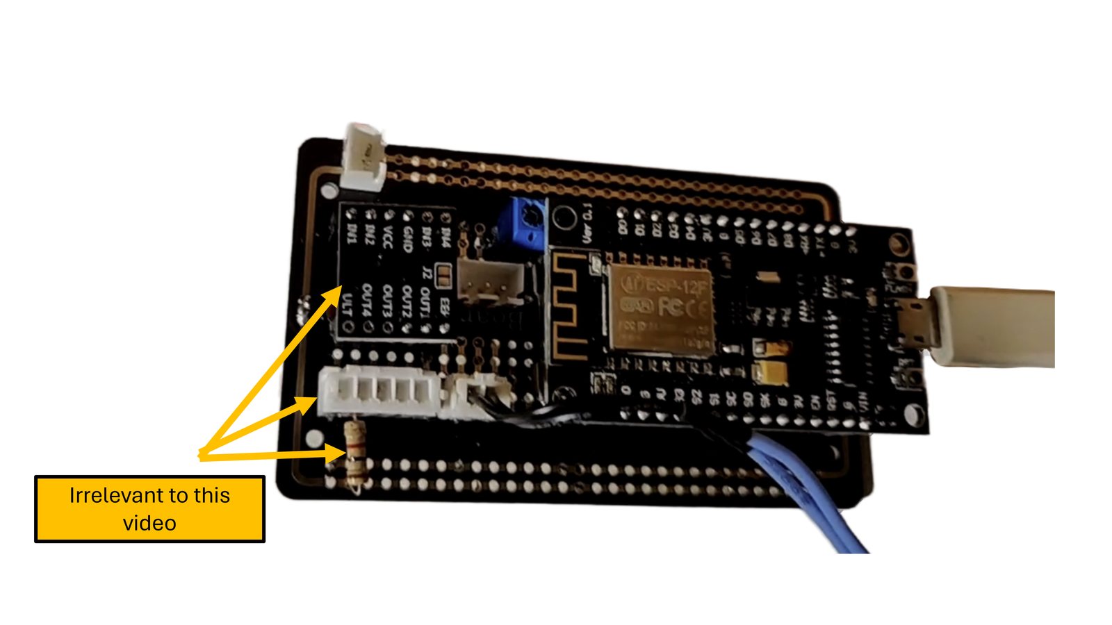 The control board from the HVAC retrofit, with the HVAC-only connectors marked as irrelevant to this project.